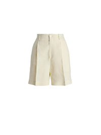 Tracy pleated shorts in linen - Lux Cream