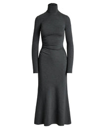 Robe col roulé jersey en laine - Medium Grey
