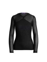 Top superposé en maille diaphane - Black