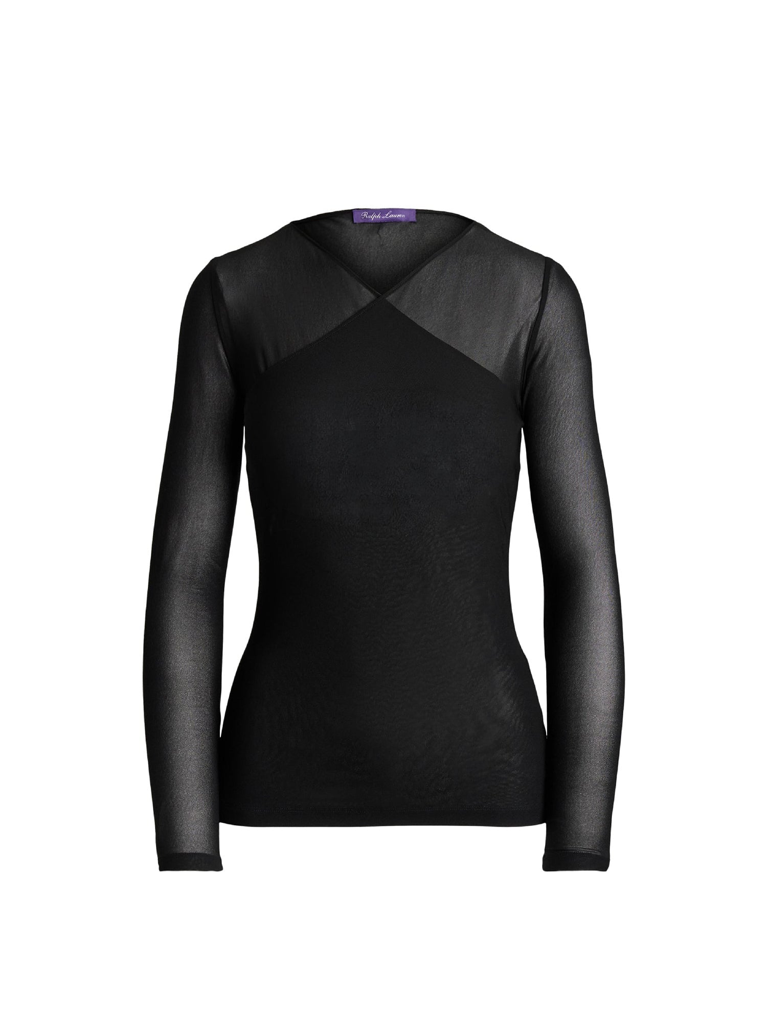 Top superposé en maille diaphane - Black