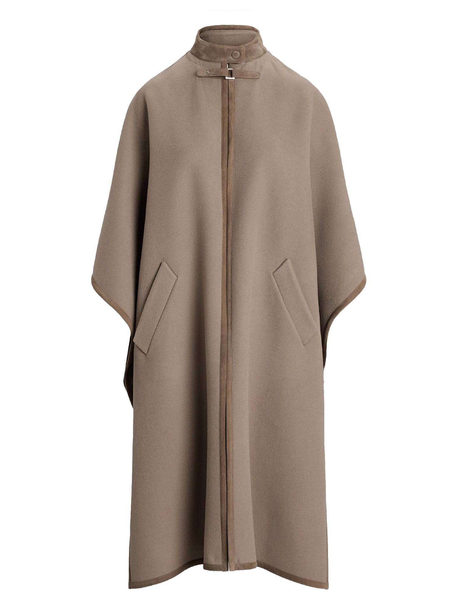 Hallie fringed wool poncho - Truffle