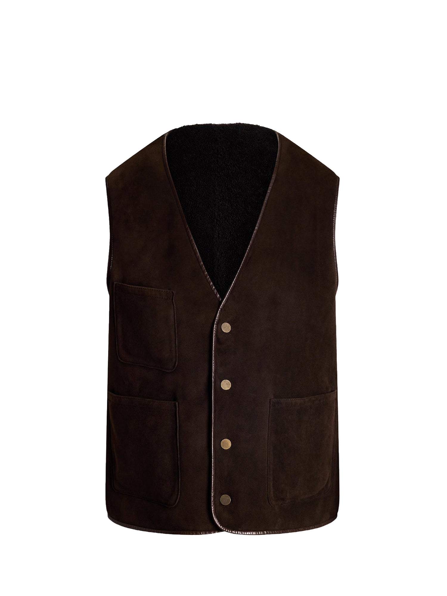 Brittani reversible wool waistcoat - Luggage Brown