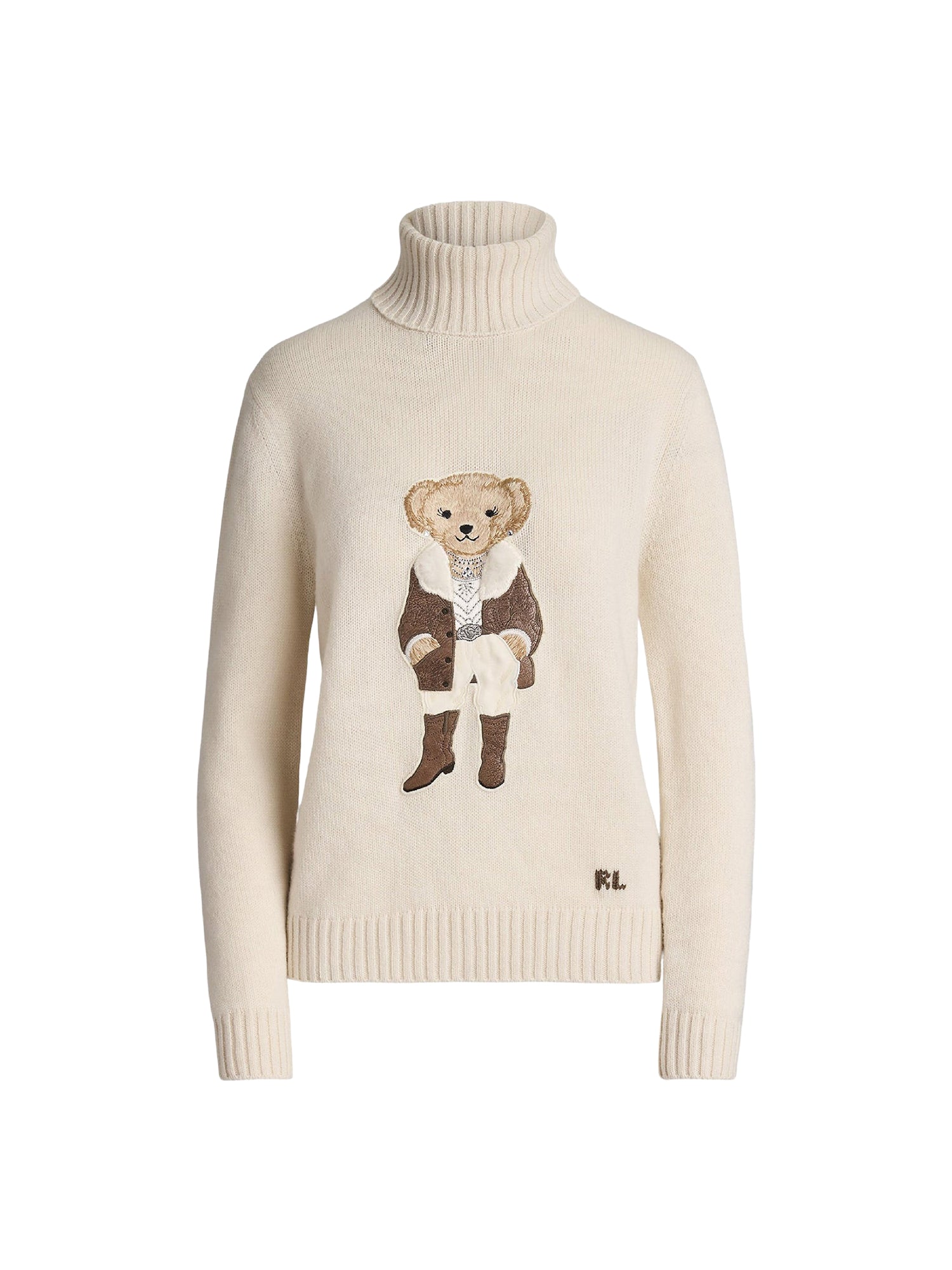 Pull col roulé roulé Rancher Polo Bear en cachemire - Classic Cream