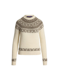 Pull tricoté main en cachemire mélangé - Classic Cream & Taupe