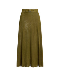 Jupe Kensley perforée en cuir - Moss