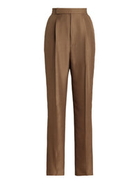Evanne trousers in silk shantung - Cocoa