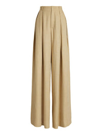 Greer silk twill and linen blend trousers with darts - Lux Tan