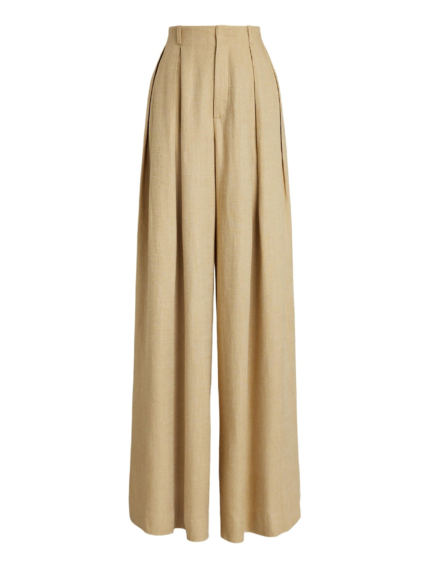 Greer silk twill and linen blend trousers with darts - Lux Tan