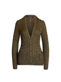 Pull cardigan torsadé en soie - Moss
