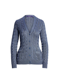 Pull cardigan torsadé en soie - Cornflower