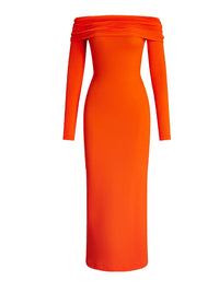 Robe de cocktail épaules dégagées - Bright Orange