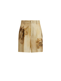 Short Tracy à pinces fleuri en gaze de soie - Tan & Multicolore