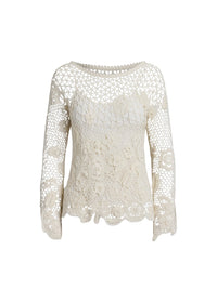 Pull manches longues en soie - Lux Cream