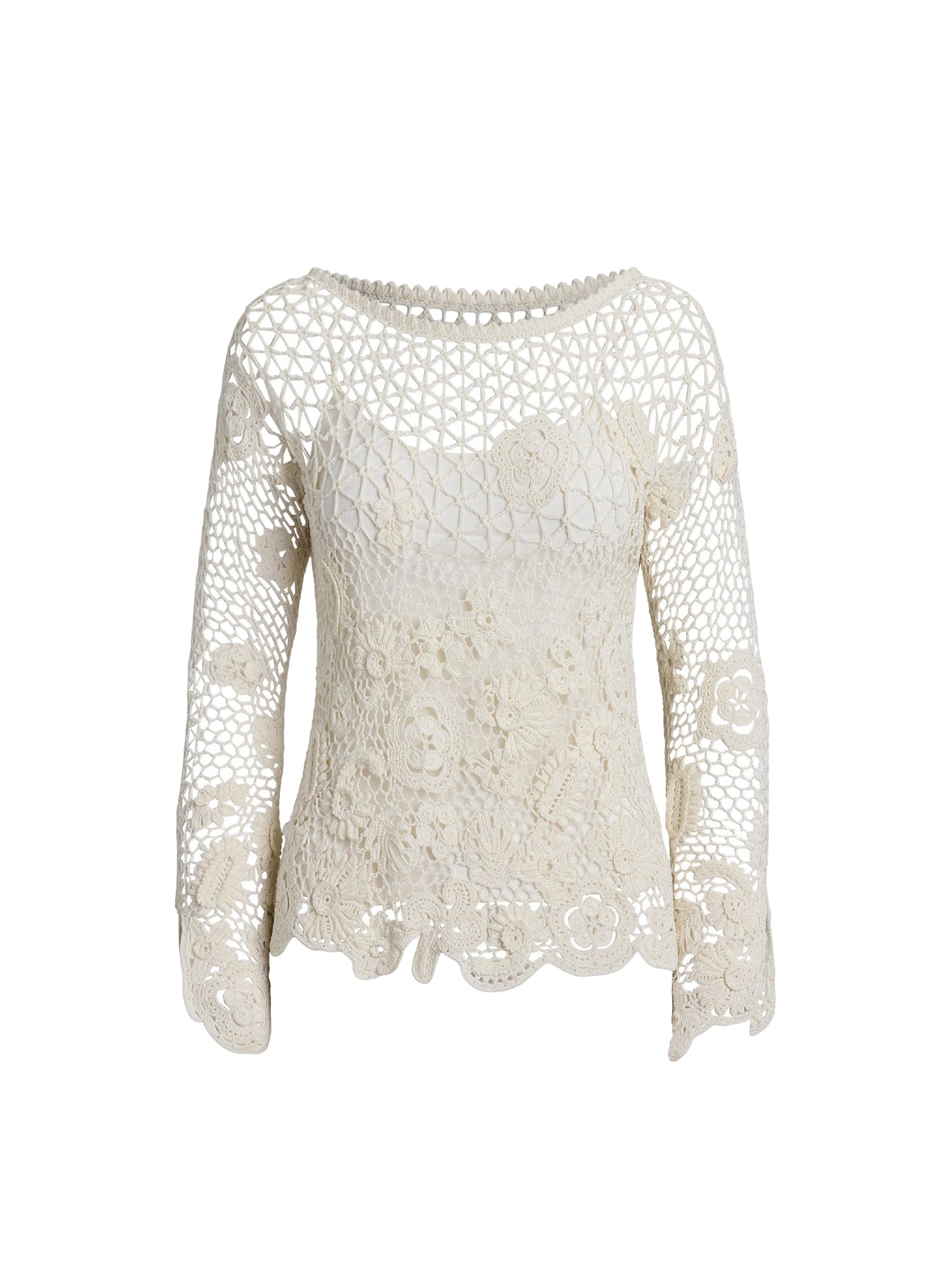 Pull manches longues en soie - Lux Cream