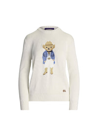 Hamptons Spring Polo Bear jumper in silk - Cream