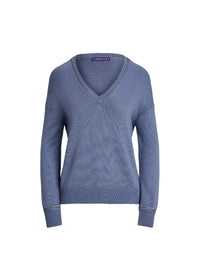 Pull col V en jersey de soie - Cornflower