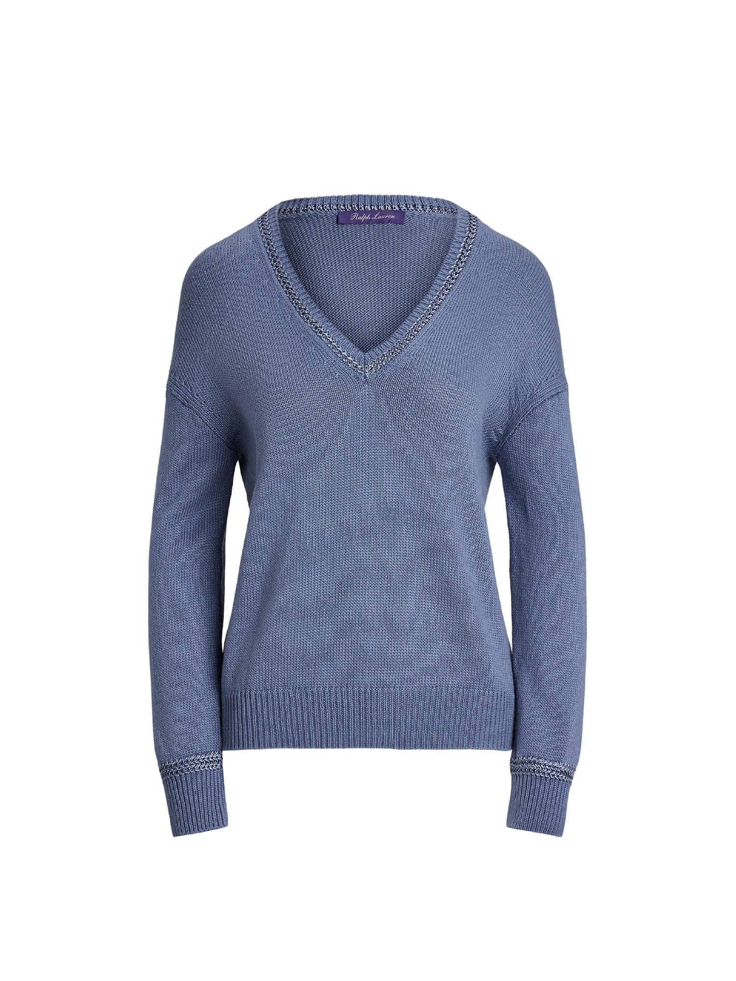 Pull col V en jersey de soie - Cornflower