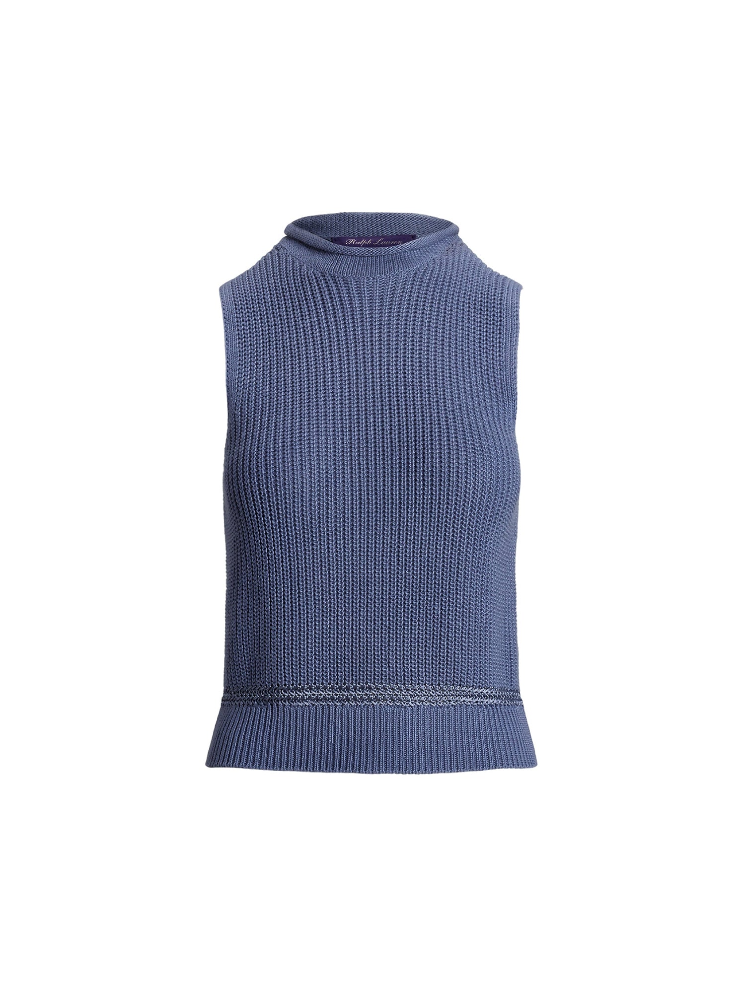 Pull col roulé roulé sans manches en jersey de soie - Cornflower