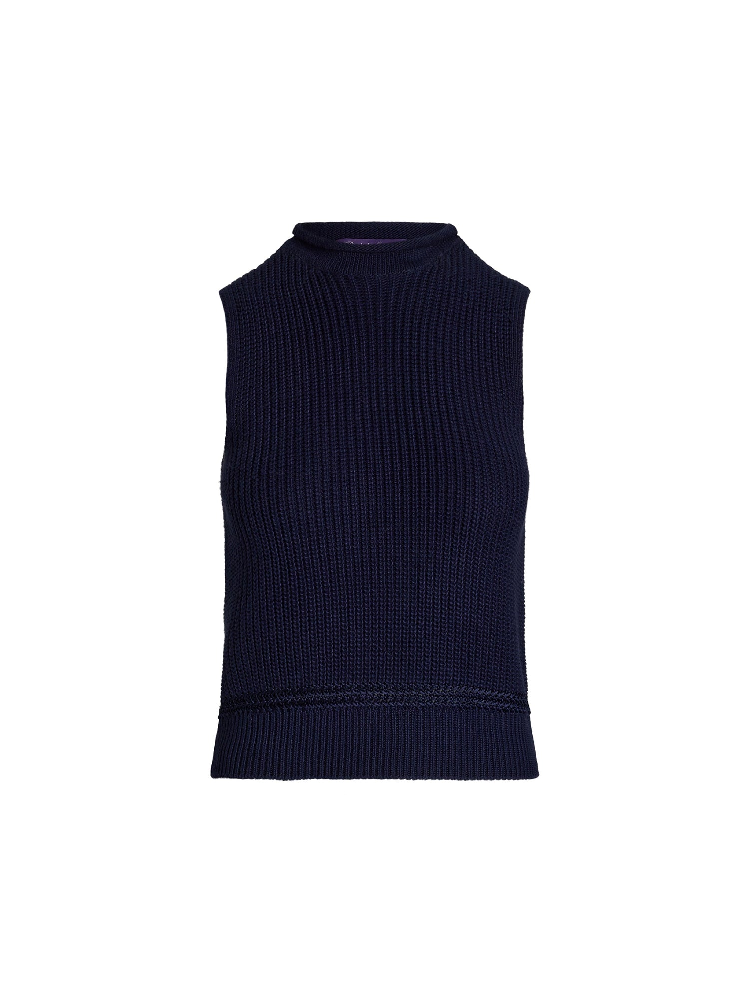 Pull col roulé roulé sans manches en jersey de soie - Lux Navy