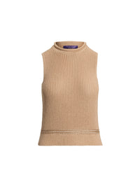 Pull col roulé roulé sans manches en jersey de soie - Light Sand