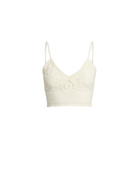 Brassière crochetée main en soie fleurie - Lux Cream