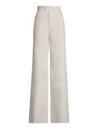 Dean embroidered trousers in micro-piqué - Cream