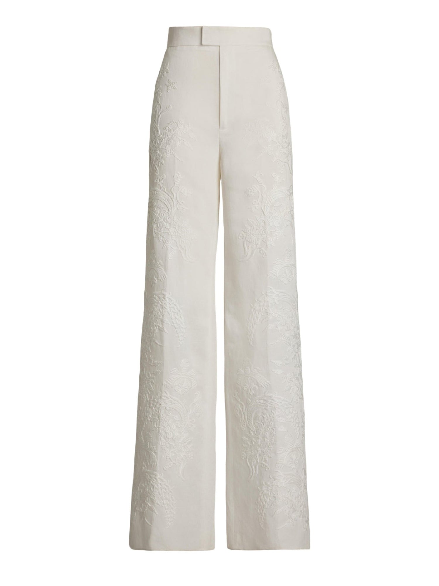 Dean embroidered trousers in micro-piqué - Cream