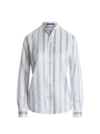 Chemise Imann rayée en soie naturelle - Cream & Cornflower