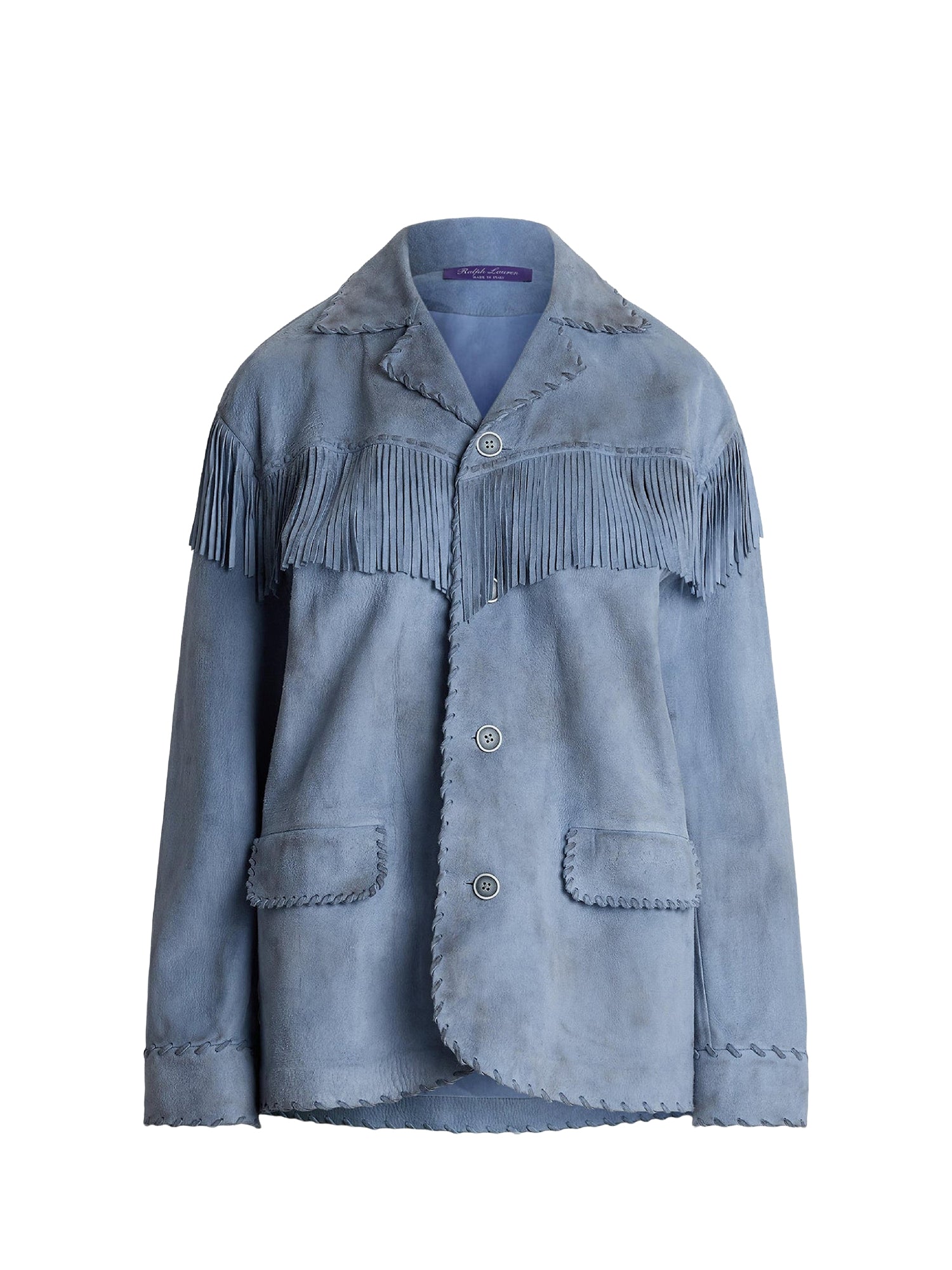 Rennie fringed leather jacket - Cornflower