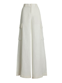 Pantalon cargo jambe large Carry en lin - Cream