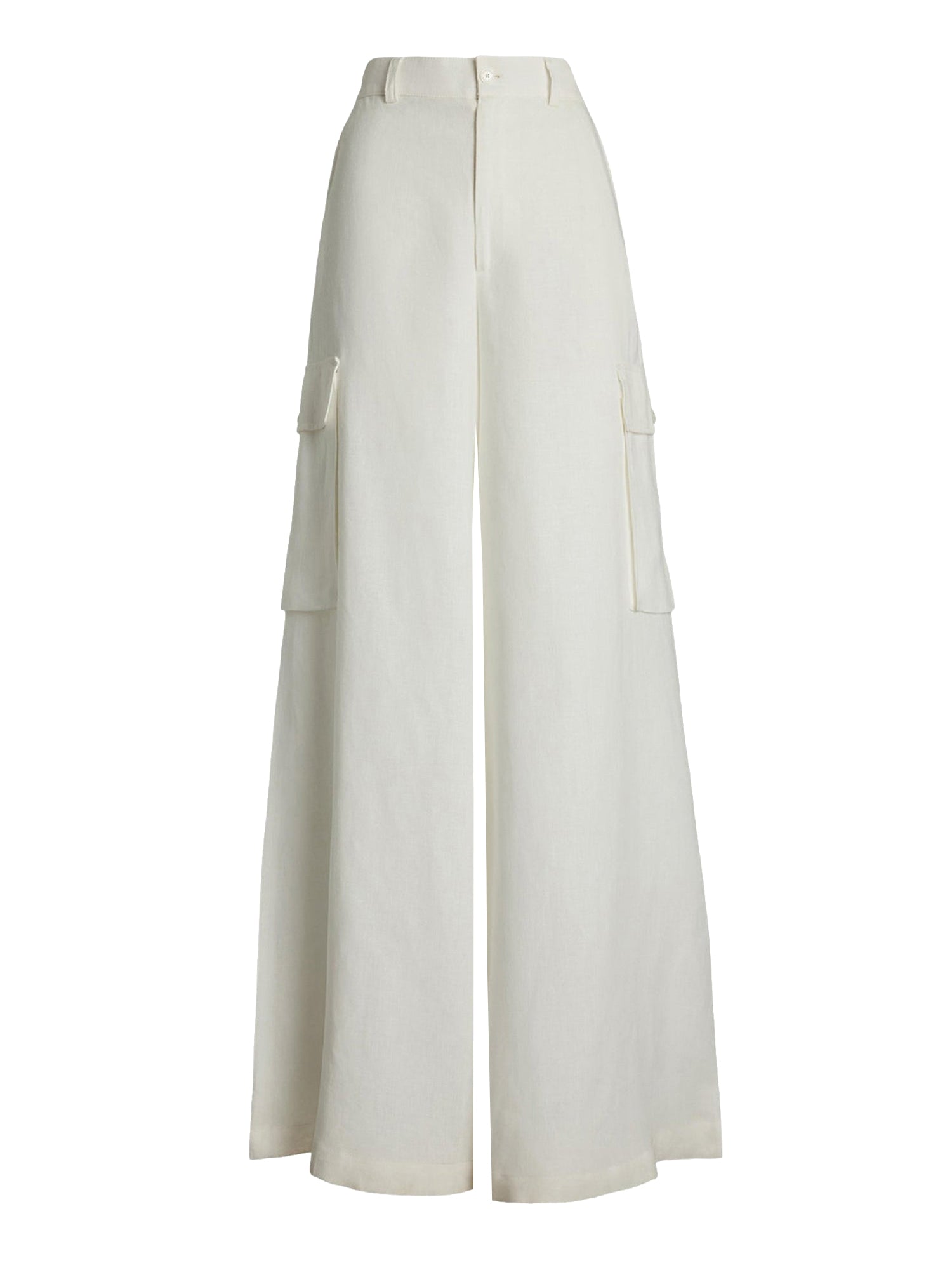 Pantalon cargo jambe large Carry en lin - Cream