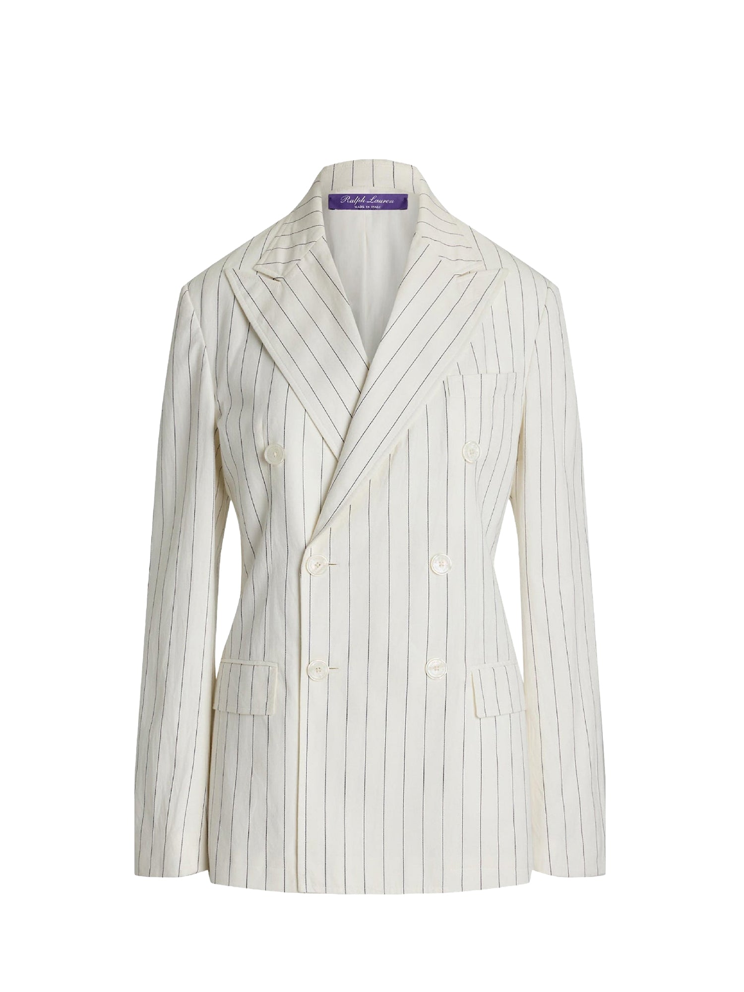 Veste Bennet rayée délavée en lin et laine mélangé - Cream & Lux Navy