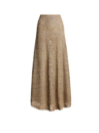 Robe Leanne évasée à taille marquée en cuir - Sable clair