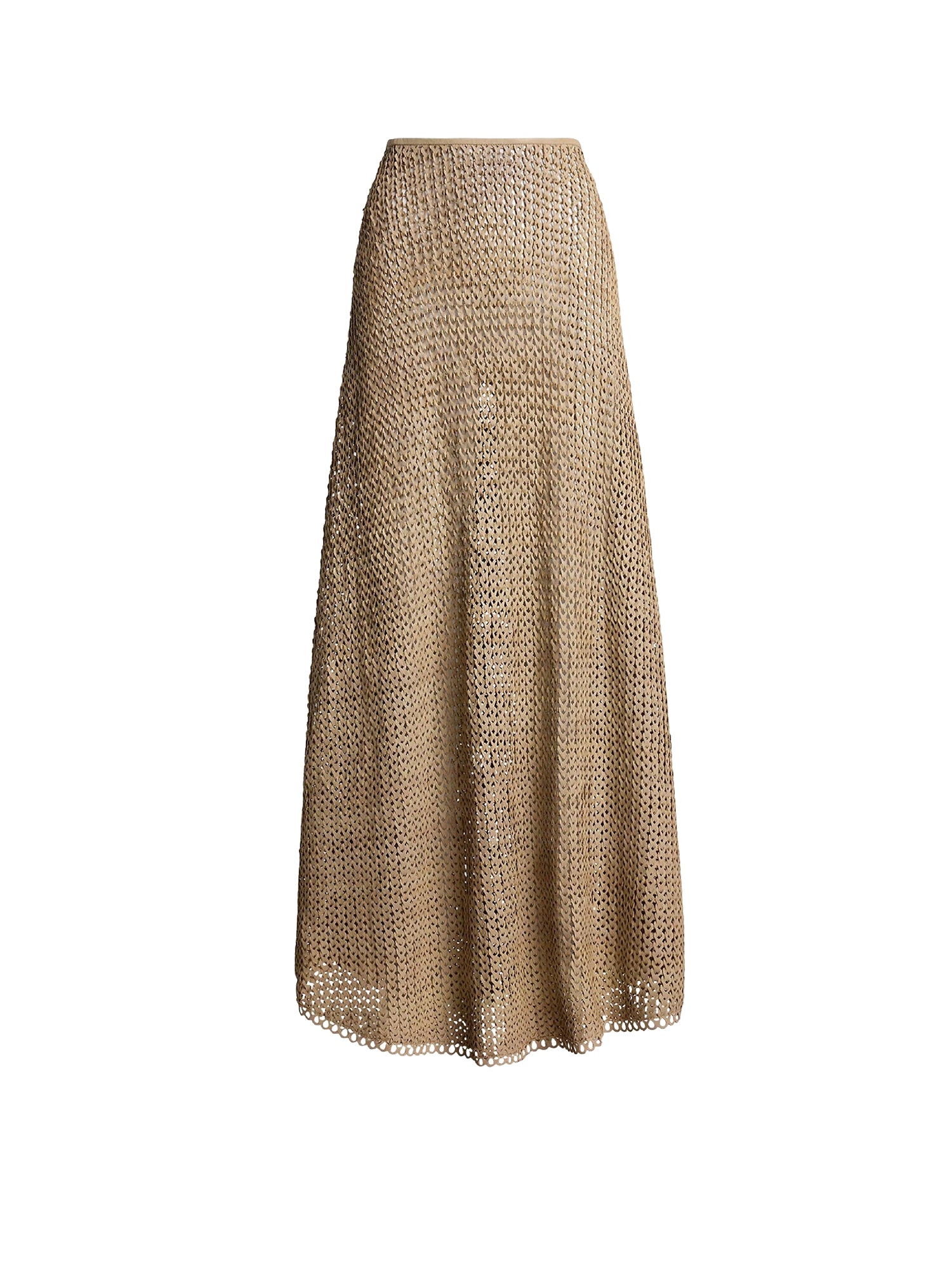 Robe Leanne évasée à taille marquée en cuir - Sable clair