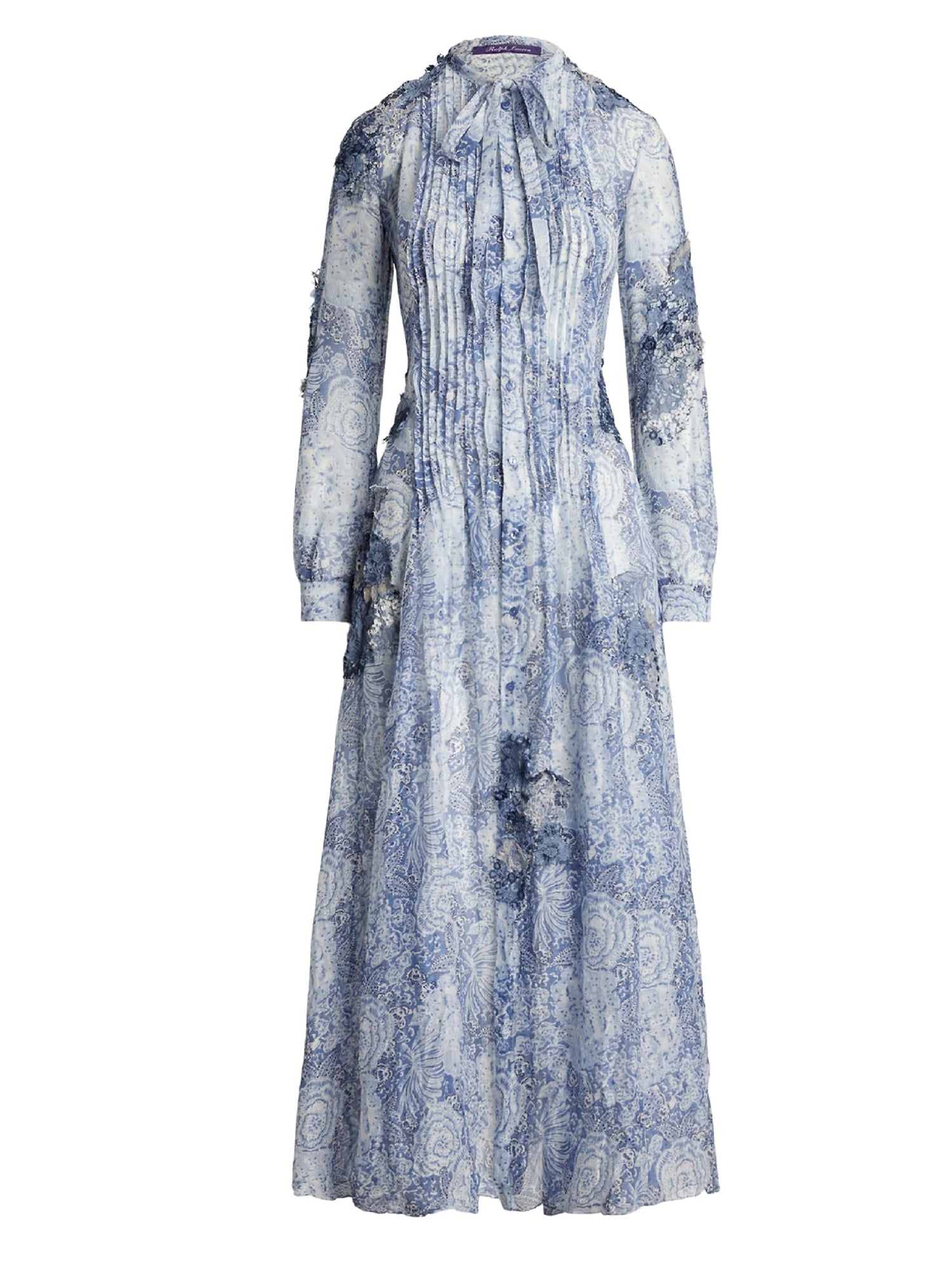 Robe Hannes à motif en gaze de lin et soie mélangé - Blue & Multicolore