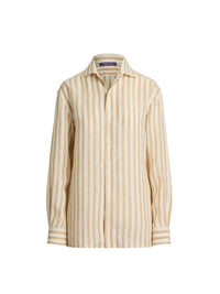 Chemise Capri Relaxed Fit en lin rayé - Cream & Tan