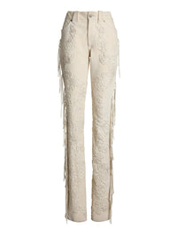Pantalon Annabeth à franges en daim - Cream