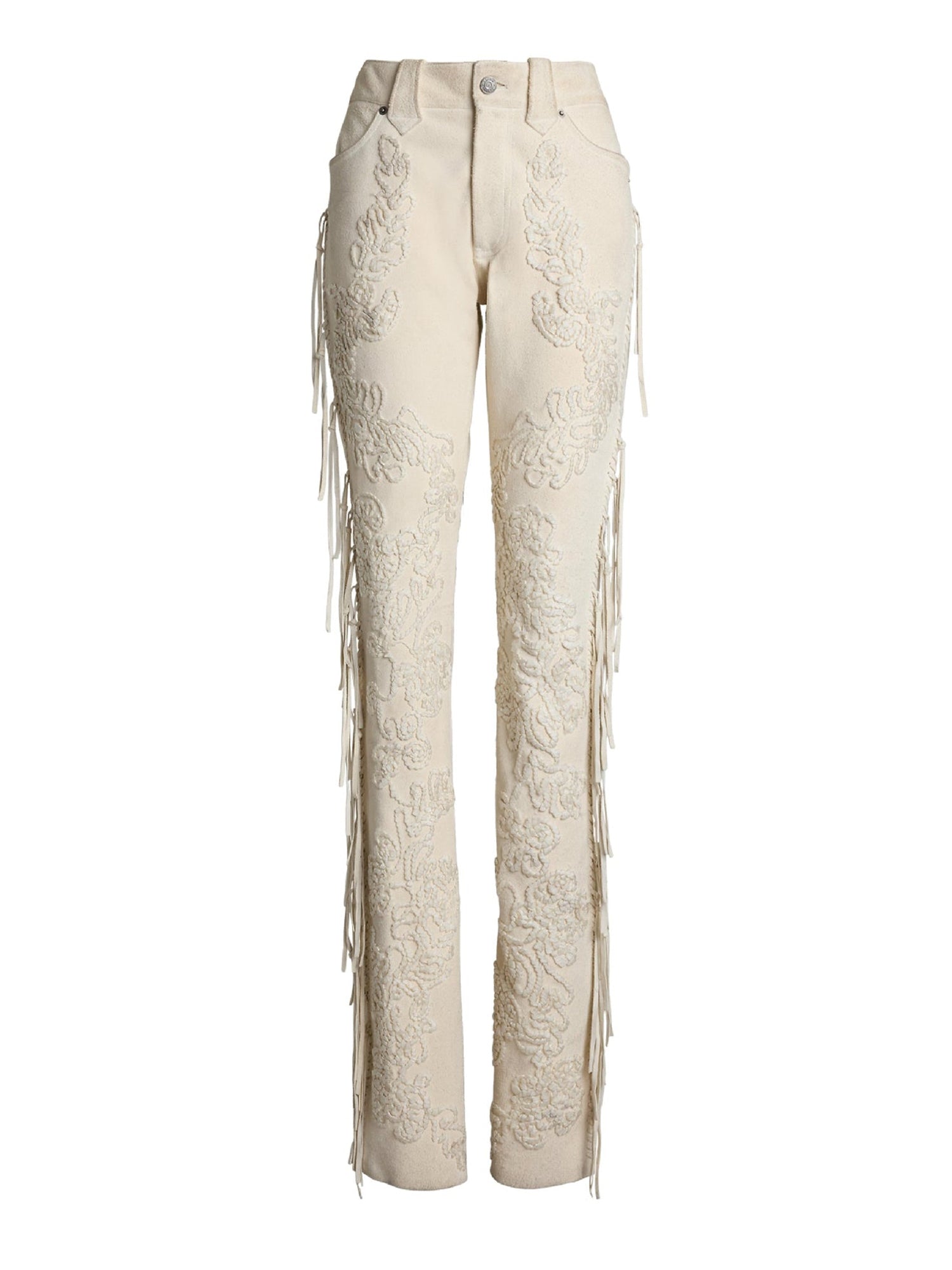 Pantalon Annabeth à franges en daim - Cream