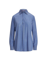Chemise Adrien Relaxed Fit décorée en soie - Cornflower