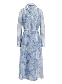 Floral Aniyah dress in linen and silk blend gauze - Blue & Multicolour