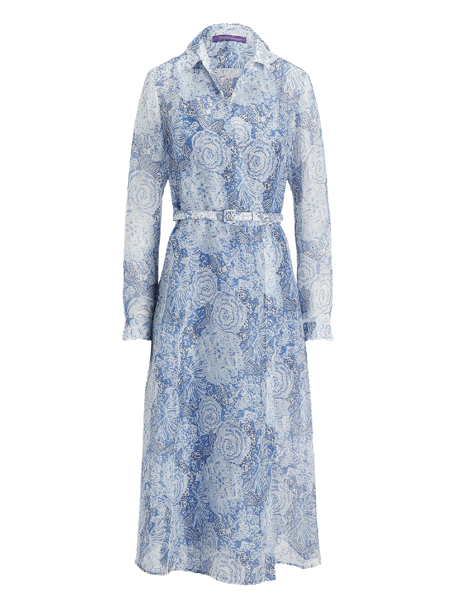 Floral Aniyah dress in linen and silk blend gauze - Blue & Multicolour