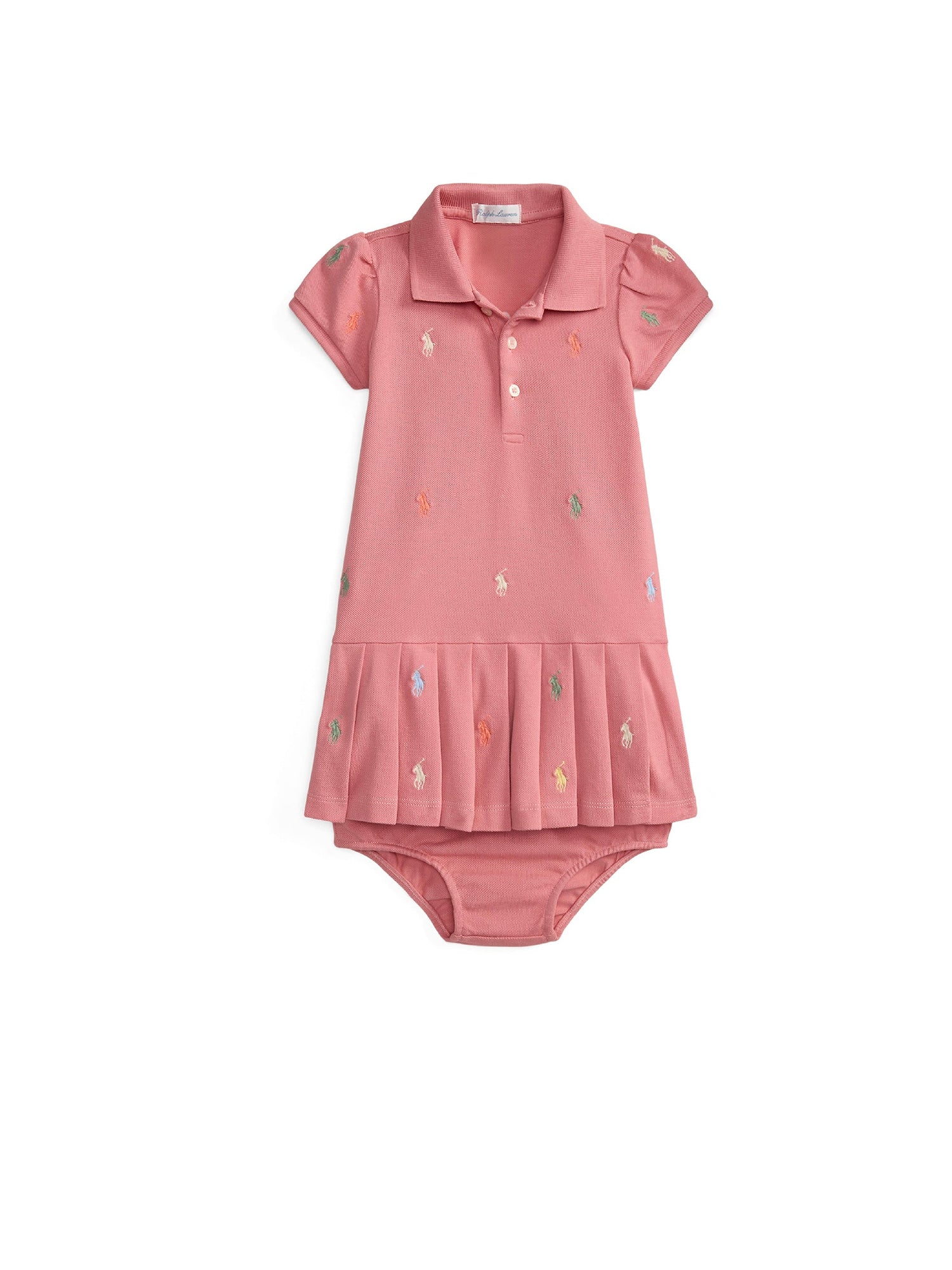 Stretch piqué polo dress - Faded Peony