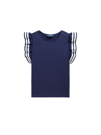 Ruffled sleeves top - Refined Navy