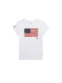 T-shirt drapeau en jersey de coton - White