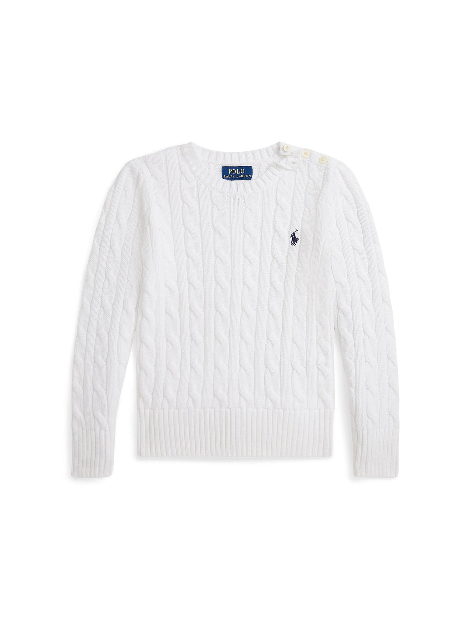Pull en coton torsadé - Optic White With Navy