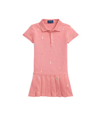 Stretch piqué polo dress - Faded Peony