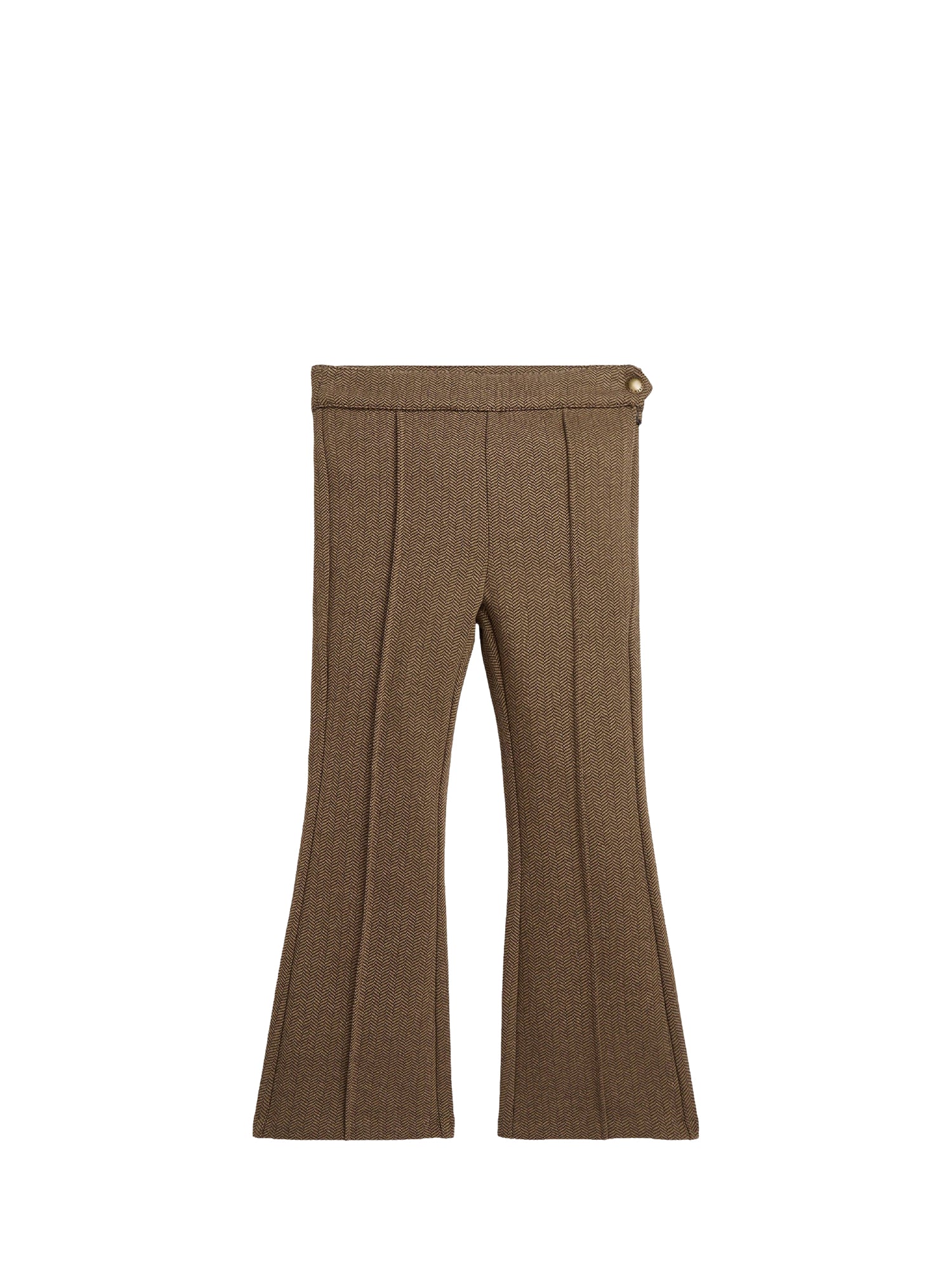 Pantalon flare en jacquard à chevrons - Tan Court Brown
