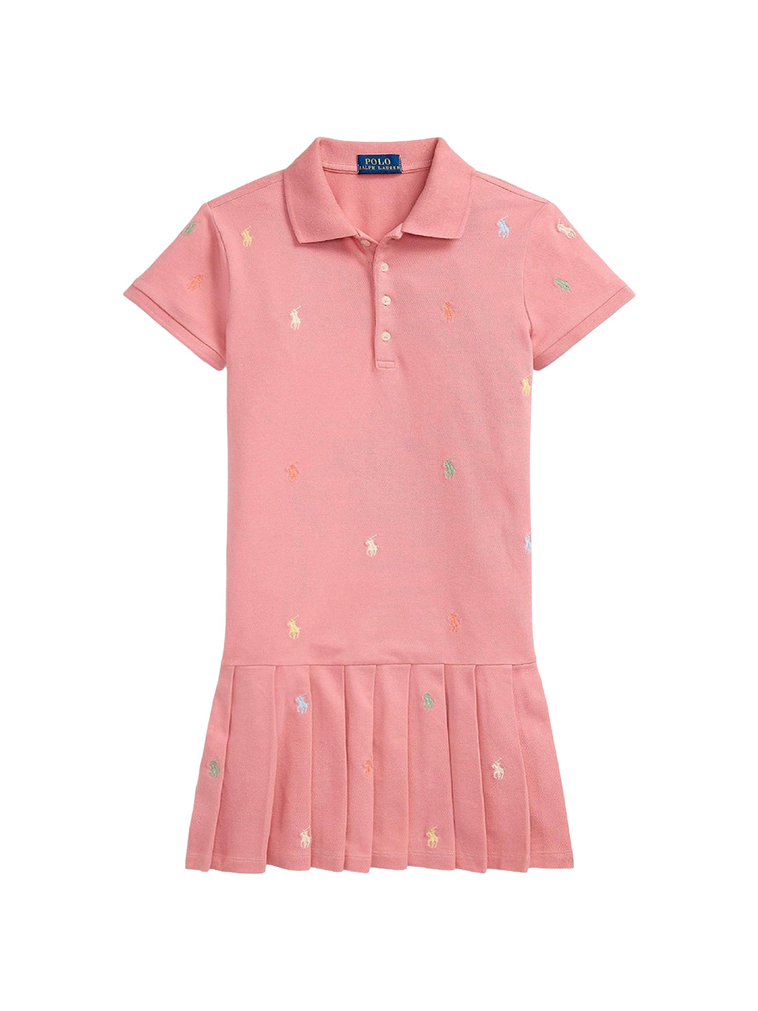 Stretch piqué polo dress - Faded Peony
