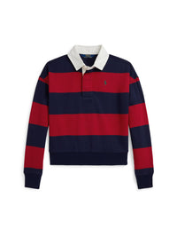Chemise de rugby rayée en molleton de coton - Ralph Red & Refined Navy