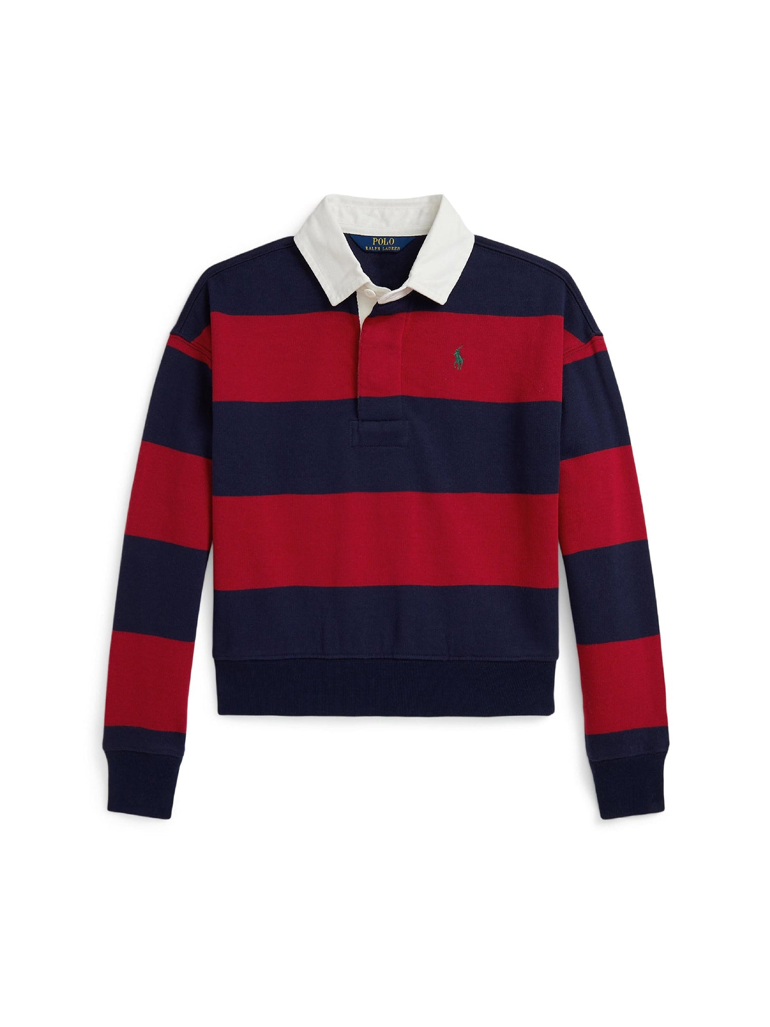 Chemise de rugby rayée en molleton de coton - Ralph Red & Refined Navy